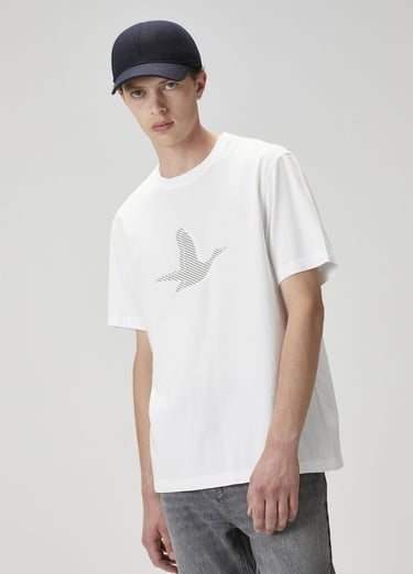  Beymen Club Erkek Beyaz Logo Baskılı T-shirt