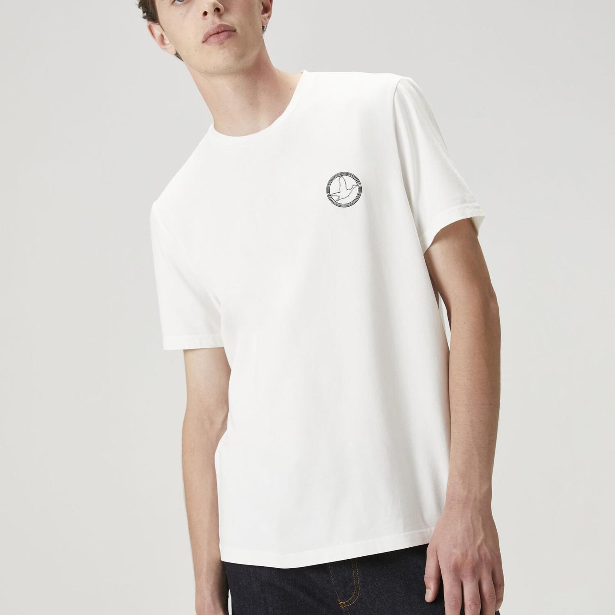 Beymen Club Erkek Kırık Beyaz Kaz Nakışlı T-shirt