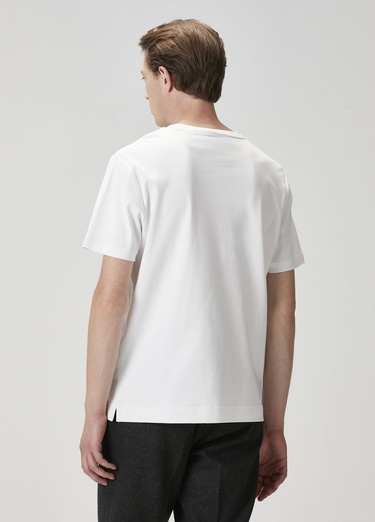  Beymen Club Erkek Kırık Beyaz Logo Baskılı T-shirt