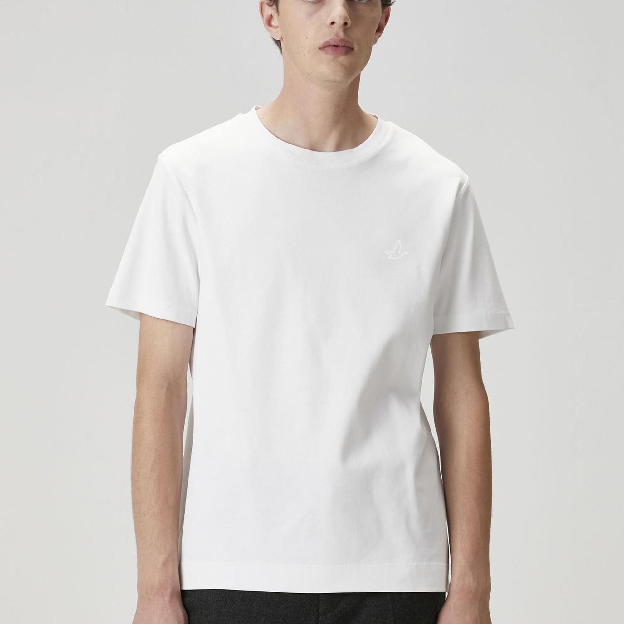 Beymen Club Erkek Kırık Beyaz Logo Baskılı T-shirt