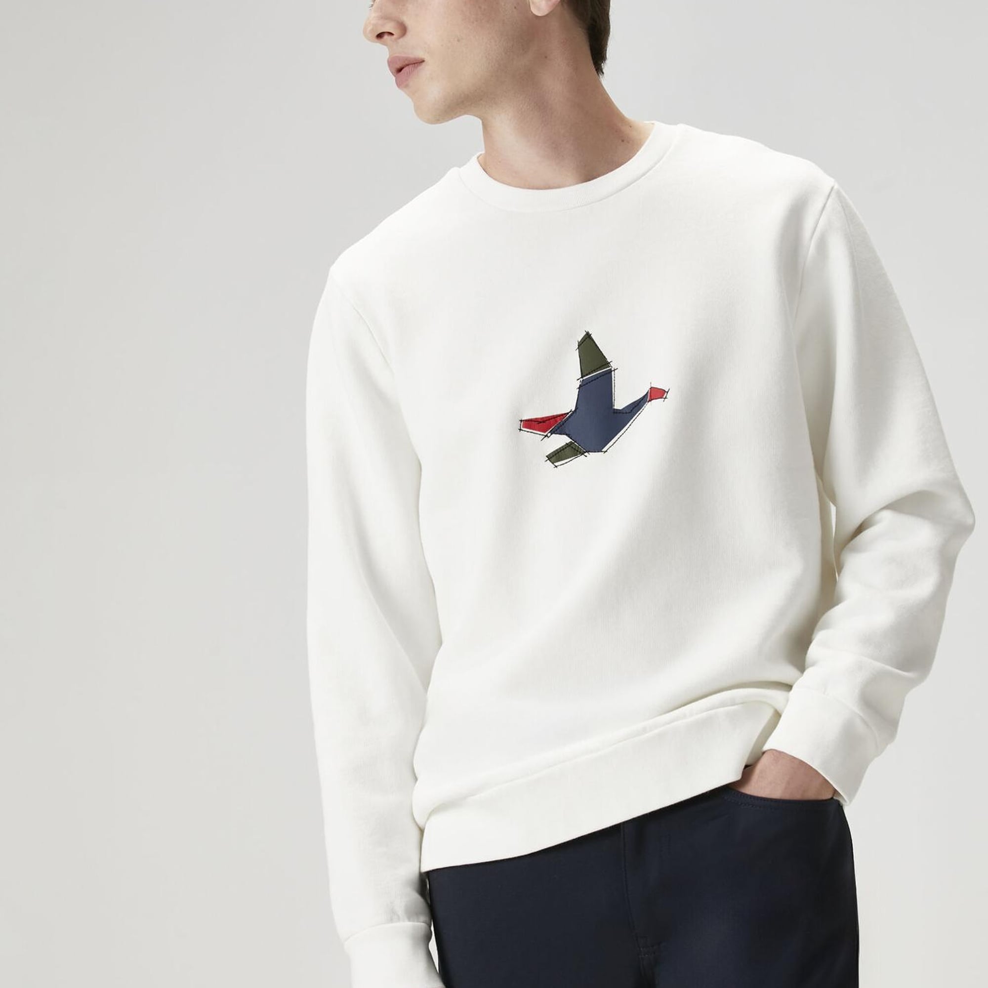 Beymen Club Erkek Beyaz Dağınık Kaz Nakışlı Sweatshirt