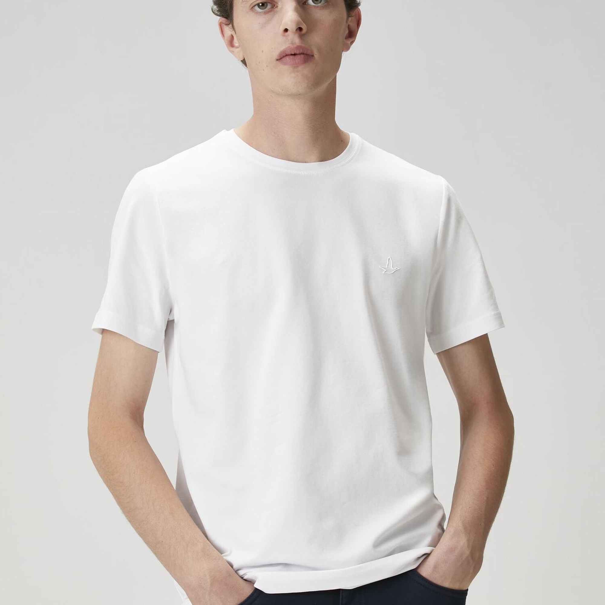 Beymen Club Erkek Kırık Beyaz Logo Baskılı T-shirt