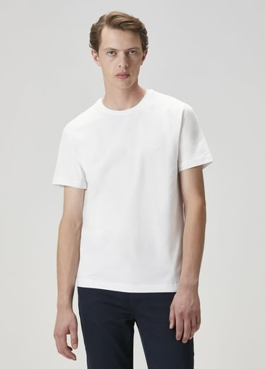  Beymen Club Erkek Kırık Beyaz Logo Baskılı T-shirt