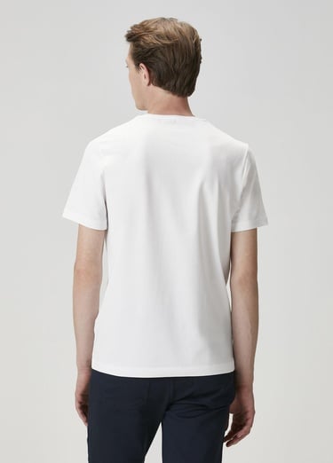  Beymen Club Erkek Kırık Beyaz Logo Baskılı T-shirt