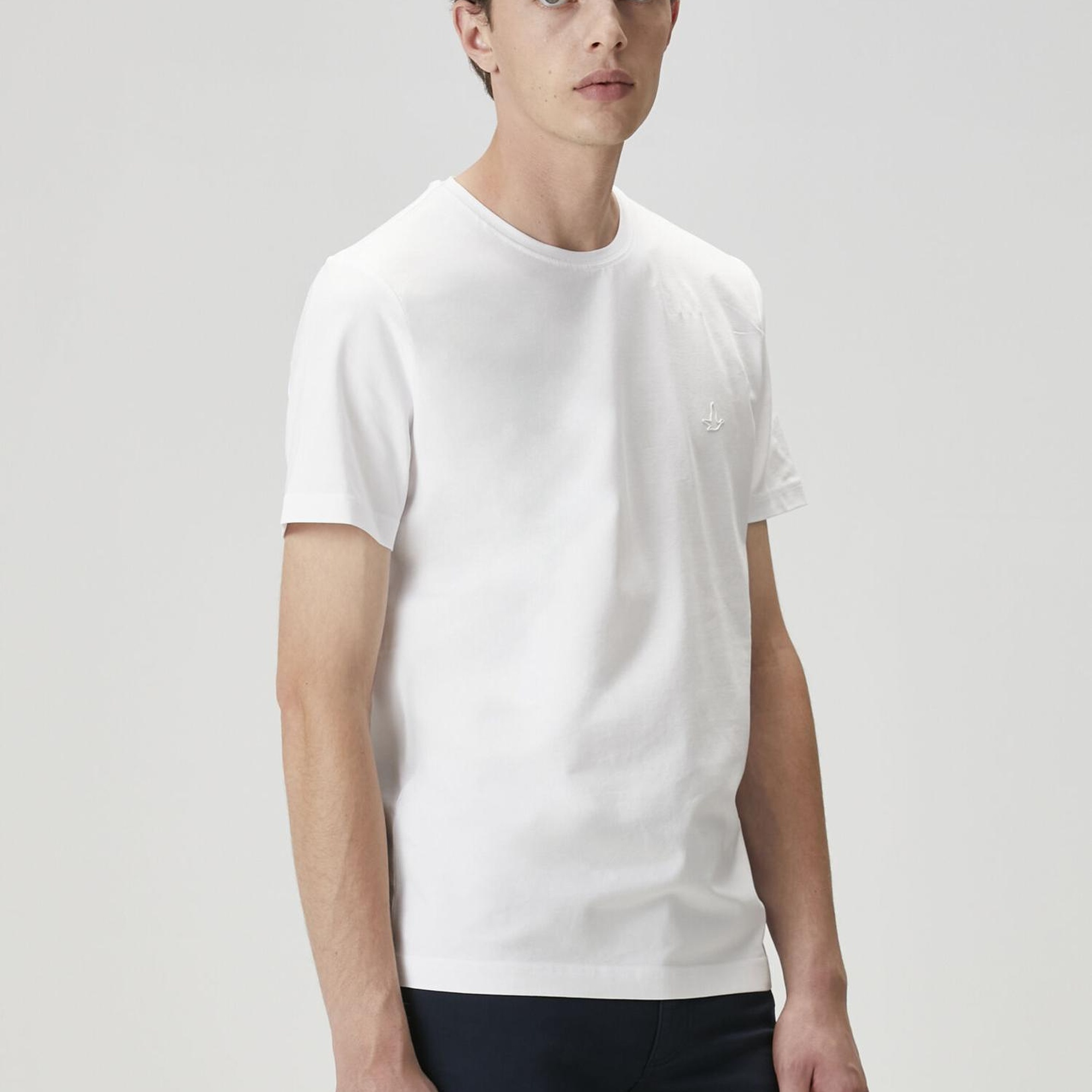 Beymen Club Erkek Kırık Beyaz Logo Baskılı T-shirt