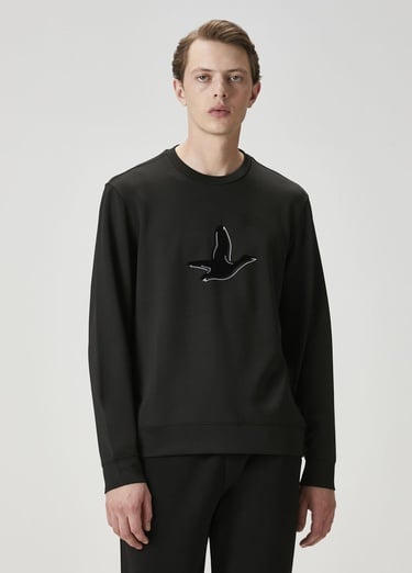  Beymen Club Erkek Siyah Logo Baskı Detaylı Sweatshirt