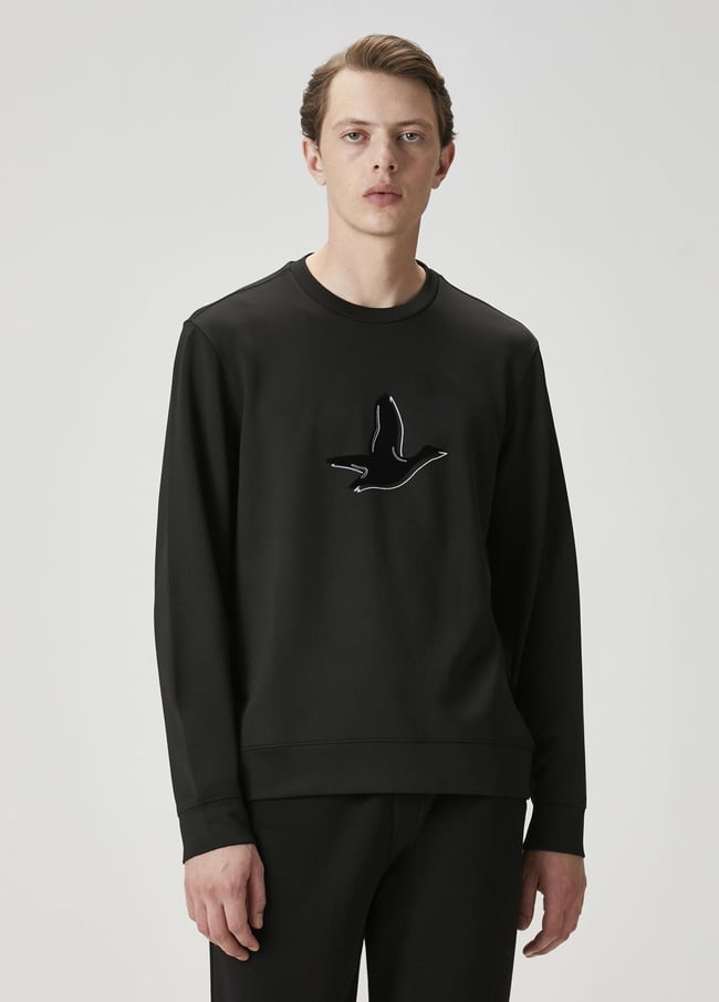  Beymen Club Erkek Siyah Logo Baskı Detaylı Sweatshirt
