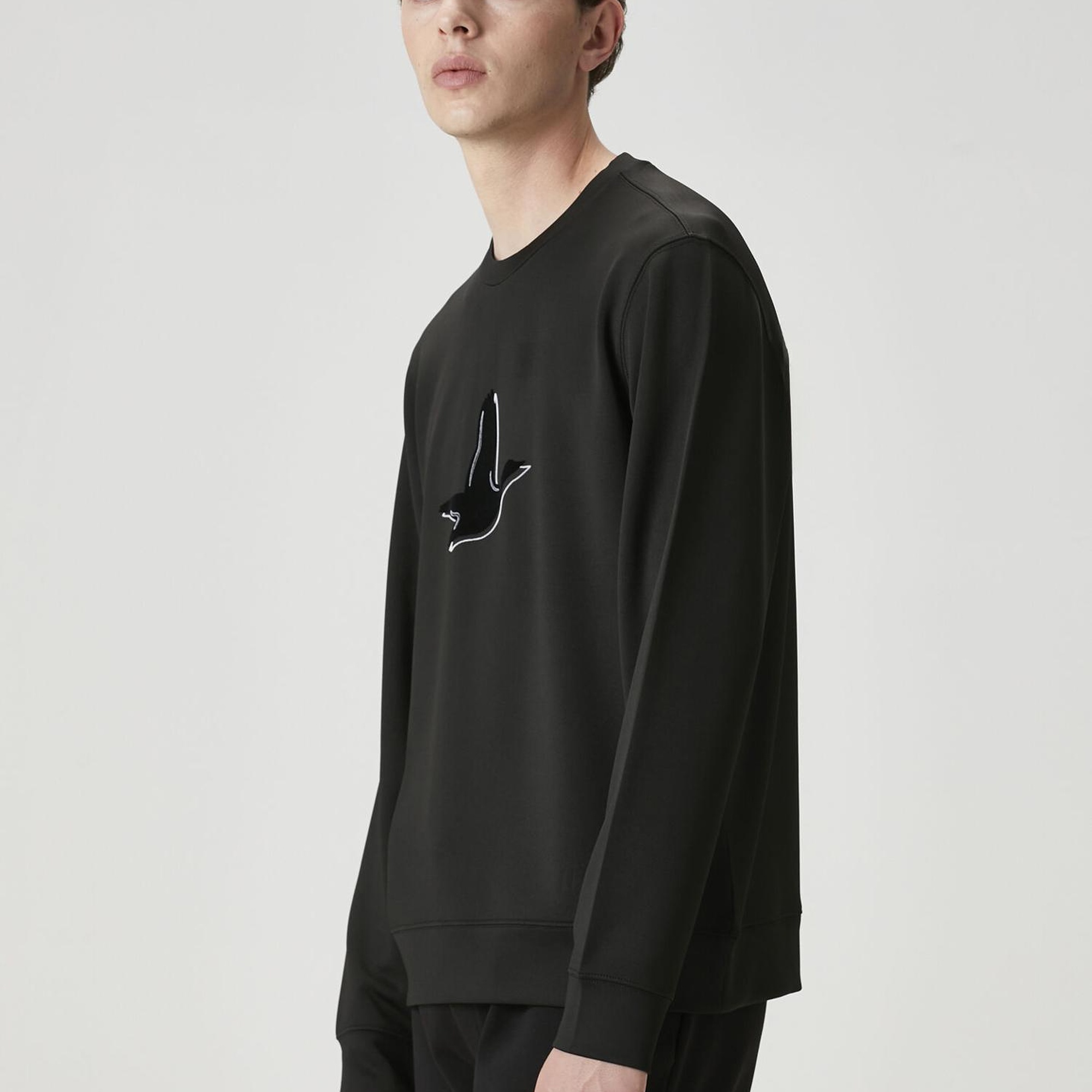 Beymen Club Erkek Siyah Logo Baskı Detaylı Sweatshirt