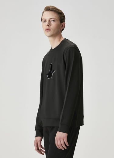  Beymen Club Erkek Siyah Logo Baskı Detaylı Sweatshirt