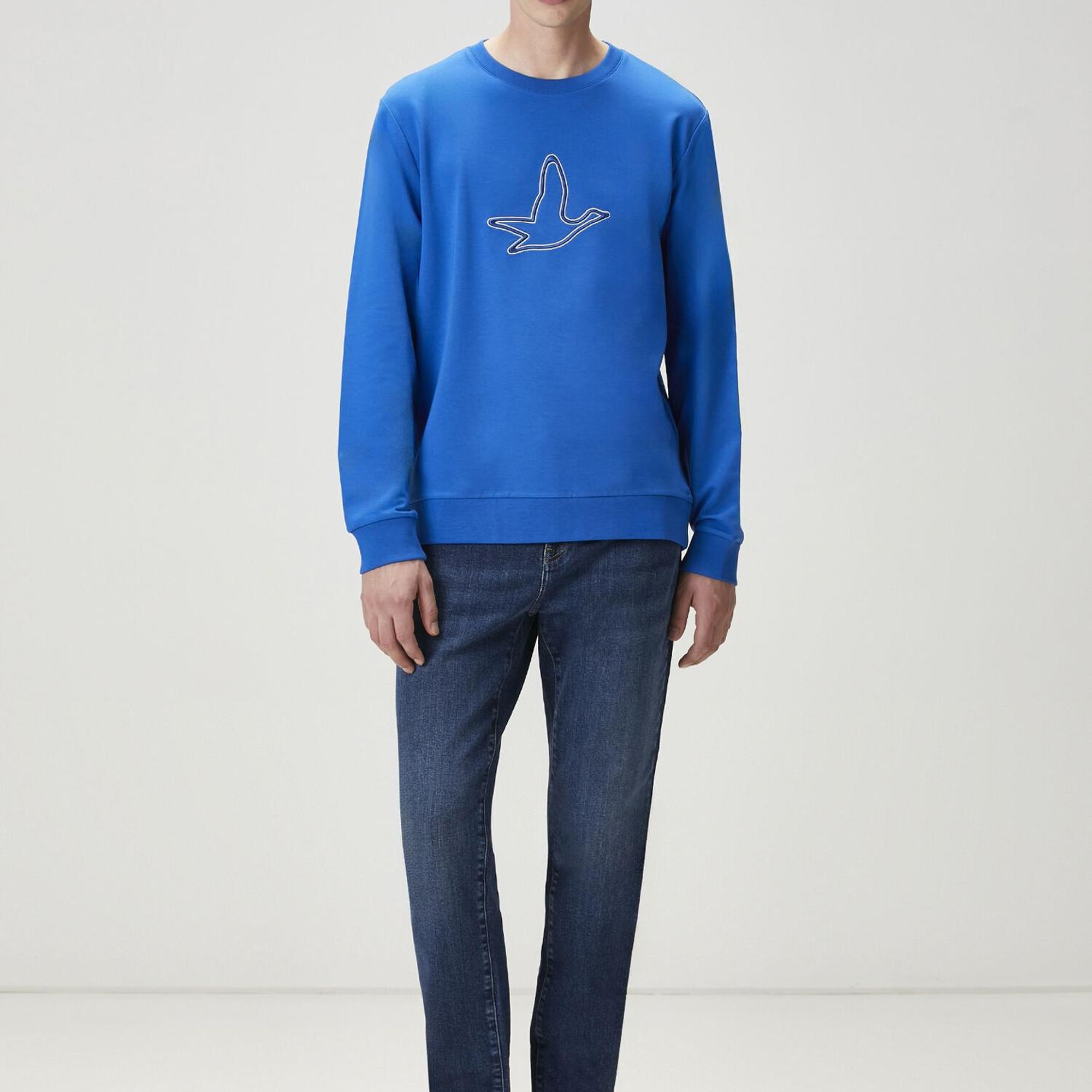 Beymen Club Erkek Saks Kaz Nakışlı Sweatshirt