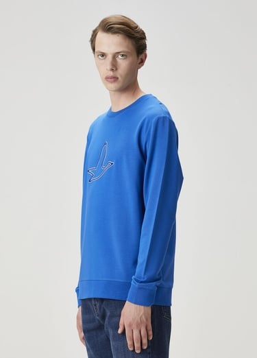  Beymen Club Erkek Saks Kaz Nakışlı Sweatshirt