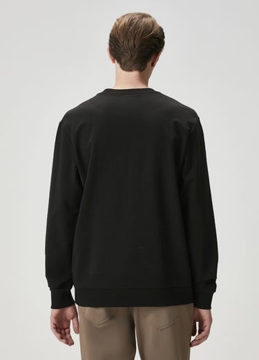  Beymen Club Erkek Siyah Logo Nakışlı Sweatshirt