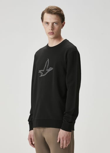  Beymen Club Erkek Siyah Logo Nakışlı Sweatshirt