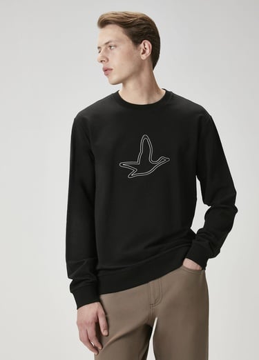  Beymen Club Erkek Siyah Logo Nakışlı Sweatshirt