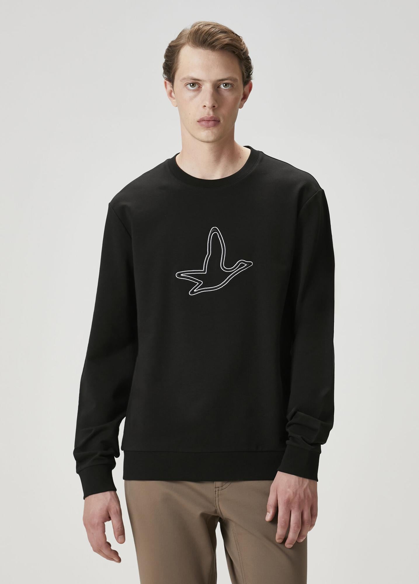  Beymen Club Erkek Siyah Logo Nakışlı Sweatshirt