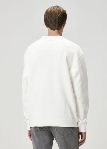  Beymen Club Erkek Kırık Beyaz Waffle Dokulu Oversized Sweatshirt