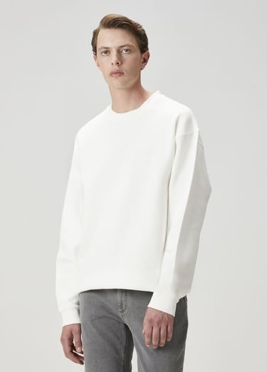  Beymen Club Erkek Kırık Beyaz Waffle Dokulu Oversized Sweatshirt