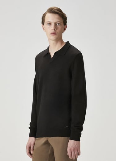  Beymen Club Erkek Siyah Polo Yaka Triko