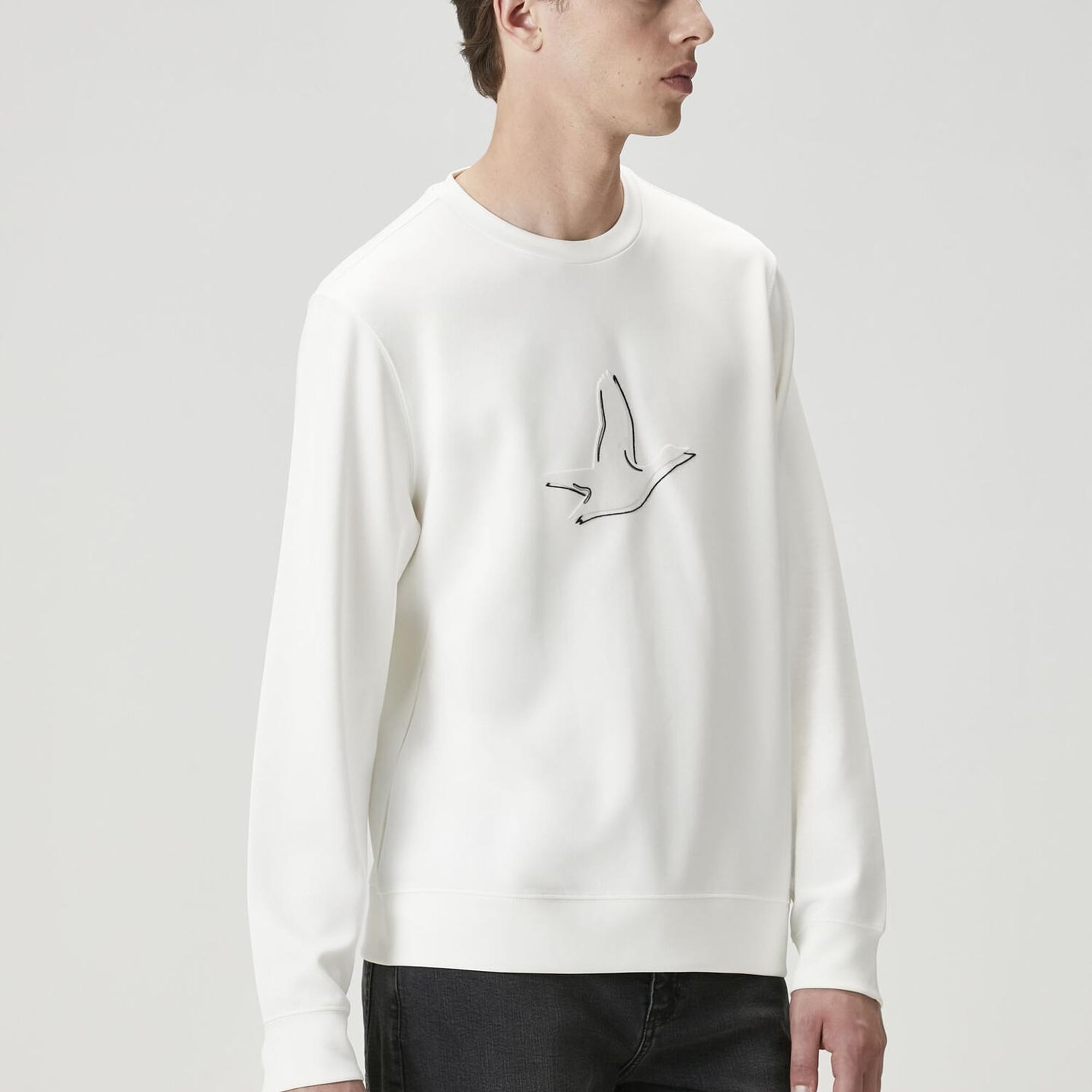 Beymen Club Erkek Kırık Beyaz Logo Baskı Detaylı Sweatshirt