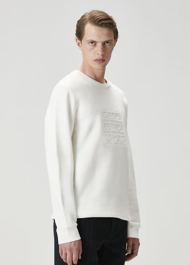  Beymen Club Erkek Beyaz Logo Baskılı Sweatshirt