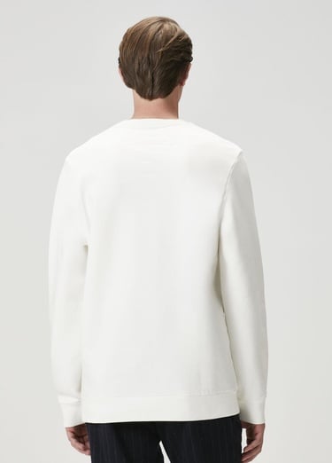  Beymen Club Erkek Beyaz Logo Baskılı Sweatshirt