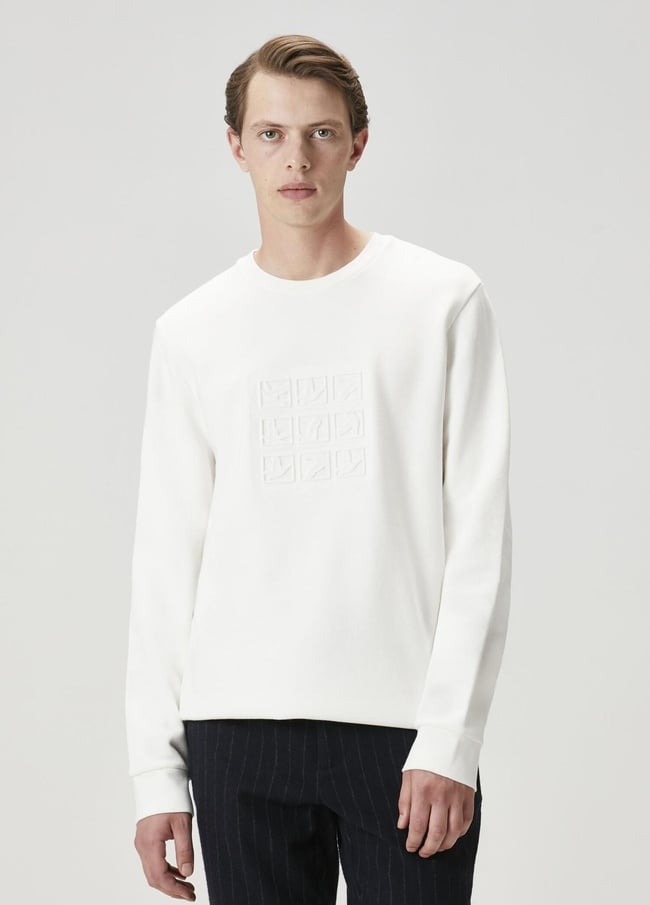  Beymen Club Erkek Beyaz Logo Baskılı Sweatshirt