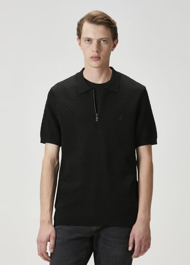  Beymen Club Erkek Siyah Polo Yaka Kısa Kollu Triko