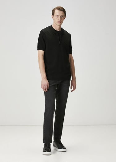  Beymen Club Erkek Siyah Polo Yaka Kısa Kollu Triko