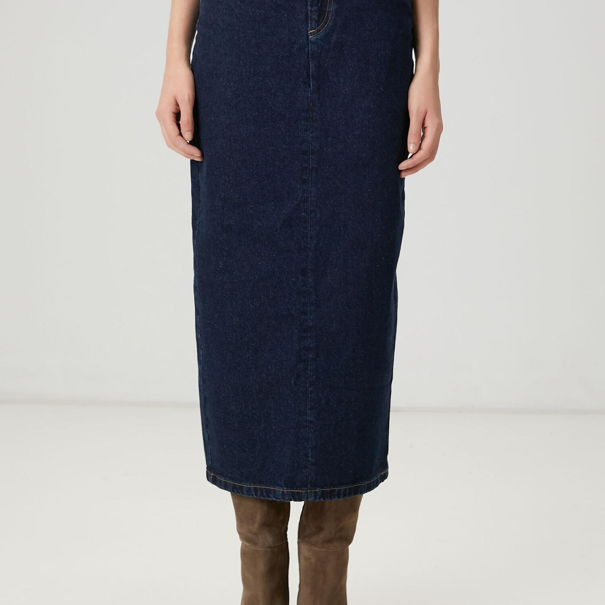 Beymen Club Kadın Indigo Midi Denim Etek