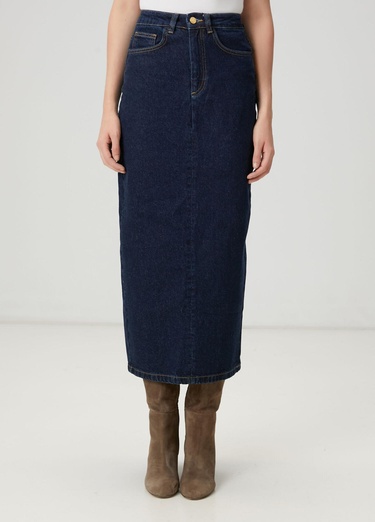  Beymen Club Kadın Indigo Midi Denim Etek