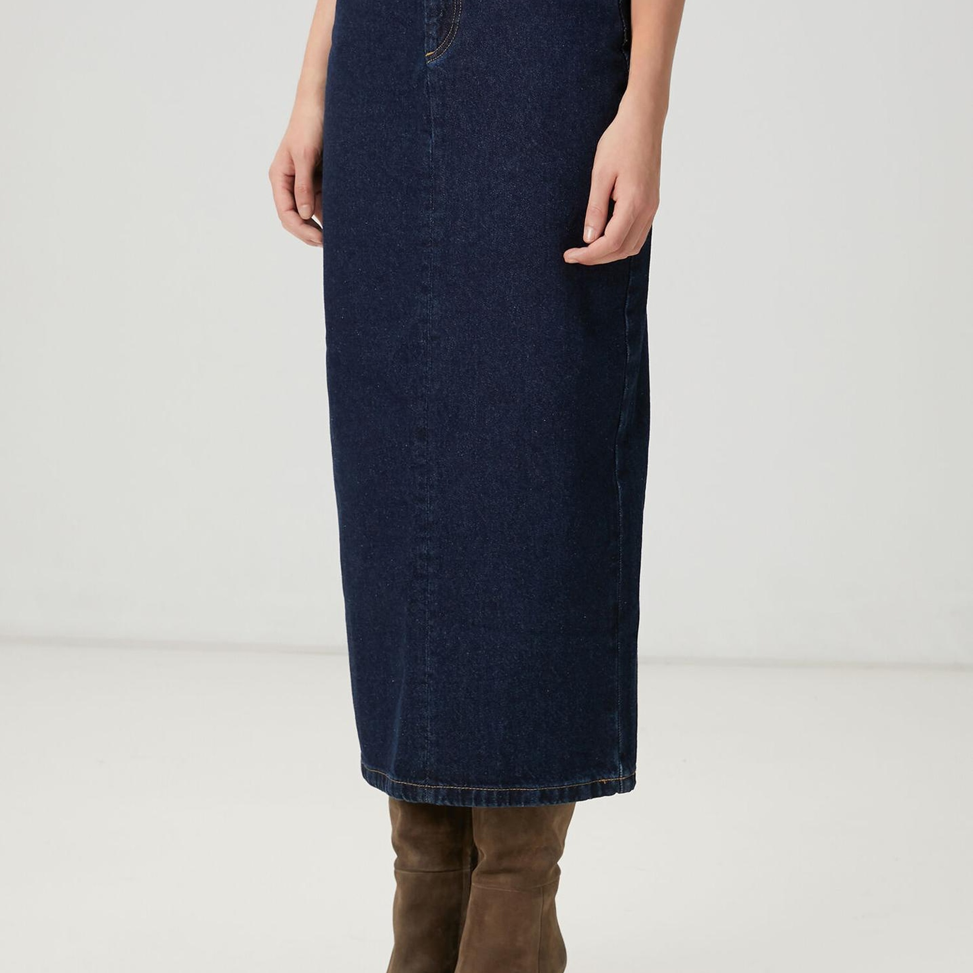 Beymen Club Kadın Indigo Midi Denim Etek