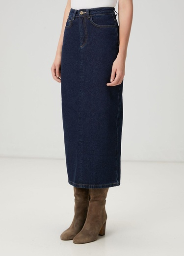  Beymen Club Kadın Indigo Midi Denim Etek