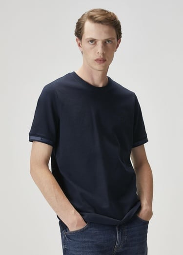  Beymen Club Erkek Lacivert Logo Baskılı T-shirt