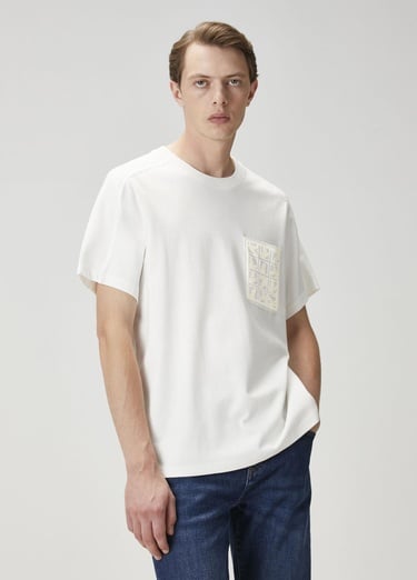  Beymen Club Erkek Beyaz Logo Detaylı T-shirt