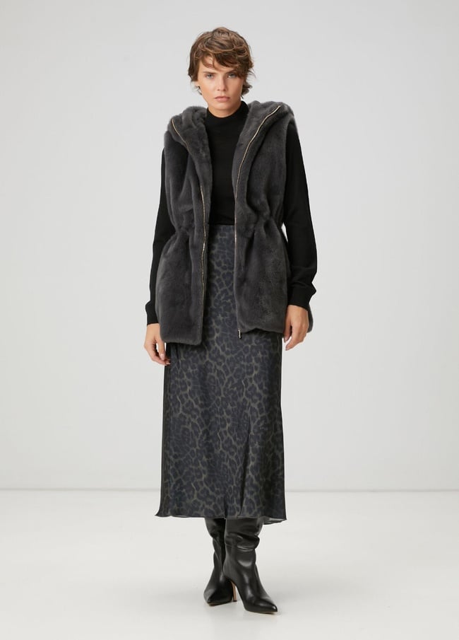  Beymen Club Kadın Hardal Desenli Midi Etek