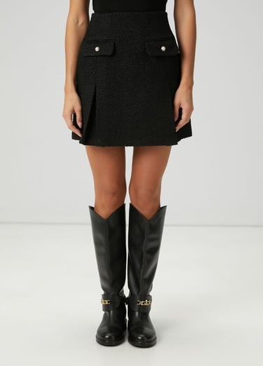  Beymen Club Kadın Siyah Mini Tweed Etek