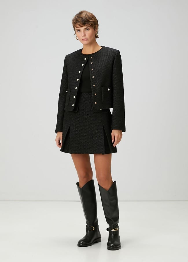  Beymen Club Kadın Siyah Mini Tweed Etek