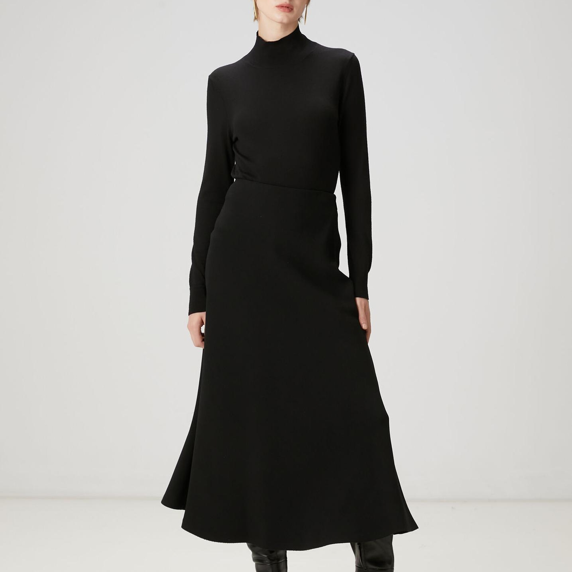 Beymen Club Kadın Siyah Midi Krep Etek