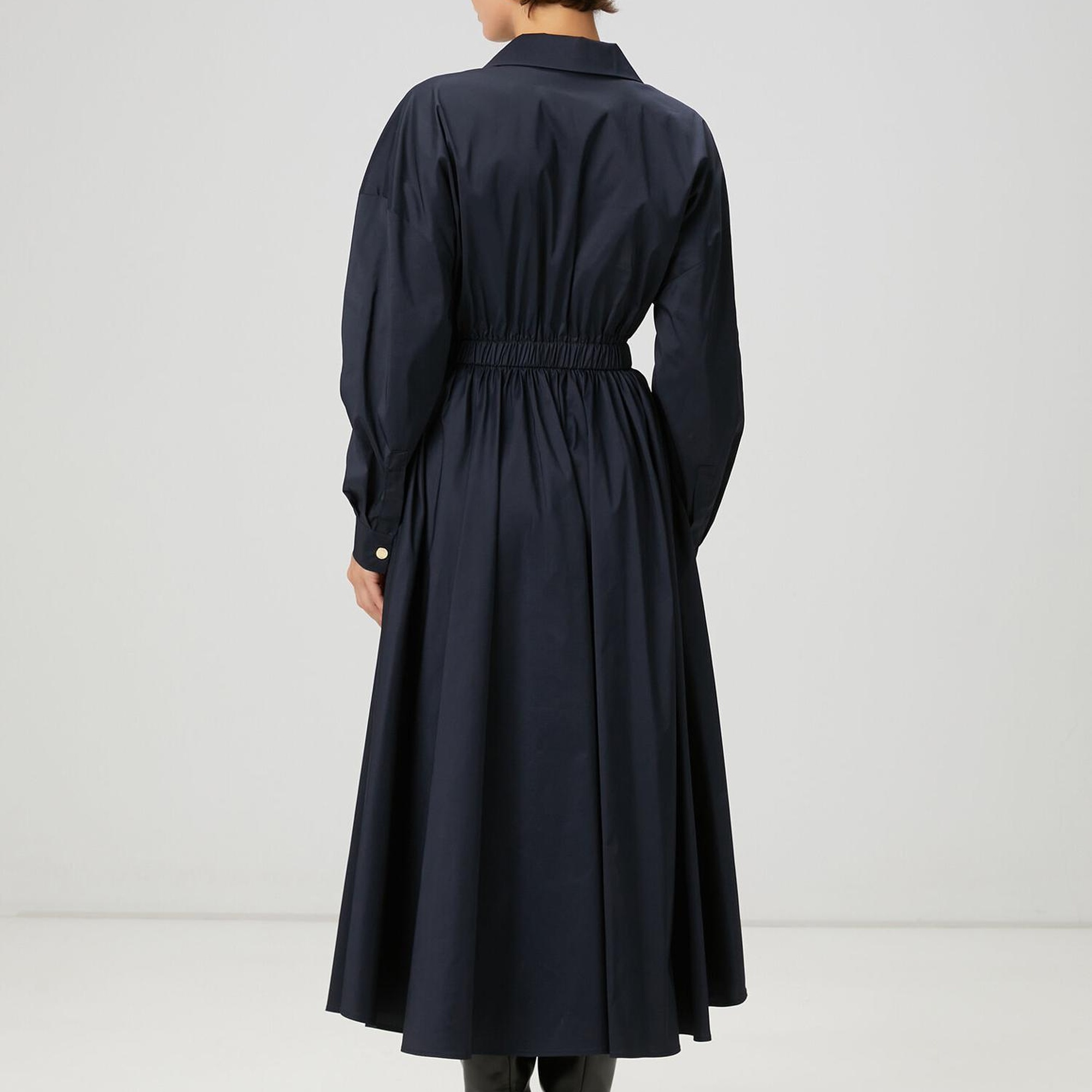 Beymen Club Kadın Koyu Lacivert Midi Tafta Gömlek Elbise