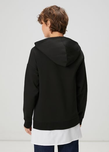  Beymen Club Kadın Siyah Kapüşonlu Gömlek Detaylı Sweatshirt