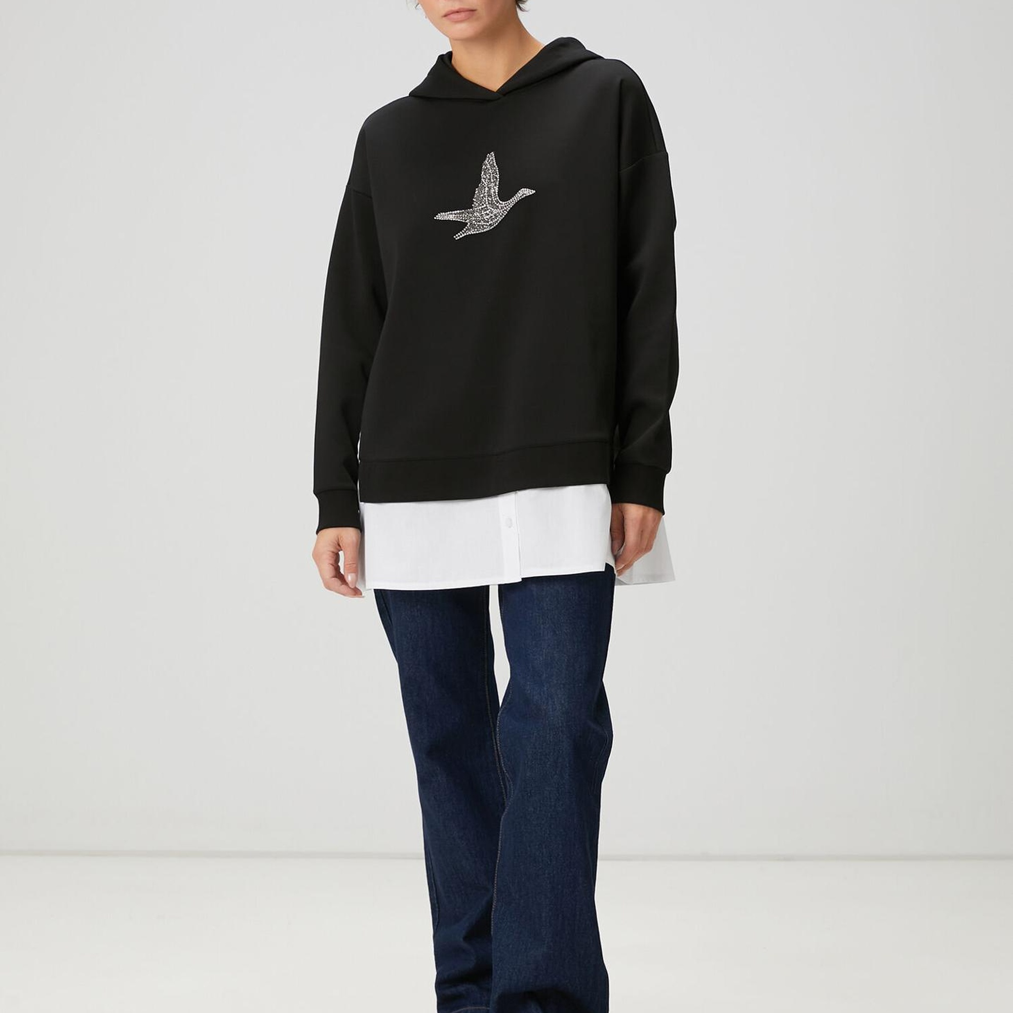 Beymen Club Kadın Siyah Kapüşonlu Gömlek Detaylı Sweatshirt