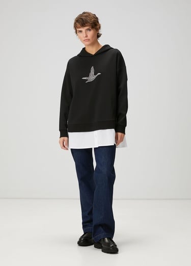  Beymen Club Kadın Siyah Kapüşonlu Gömlek Detaylı Sweatshirt