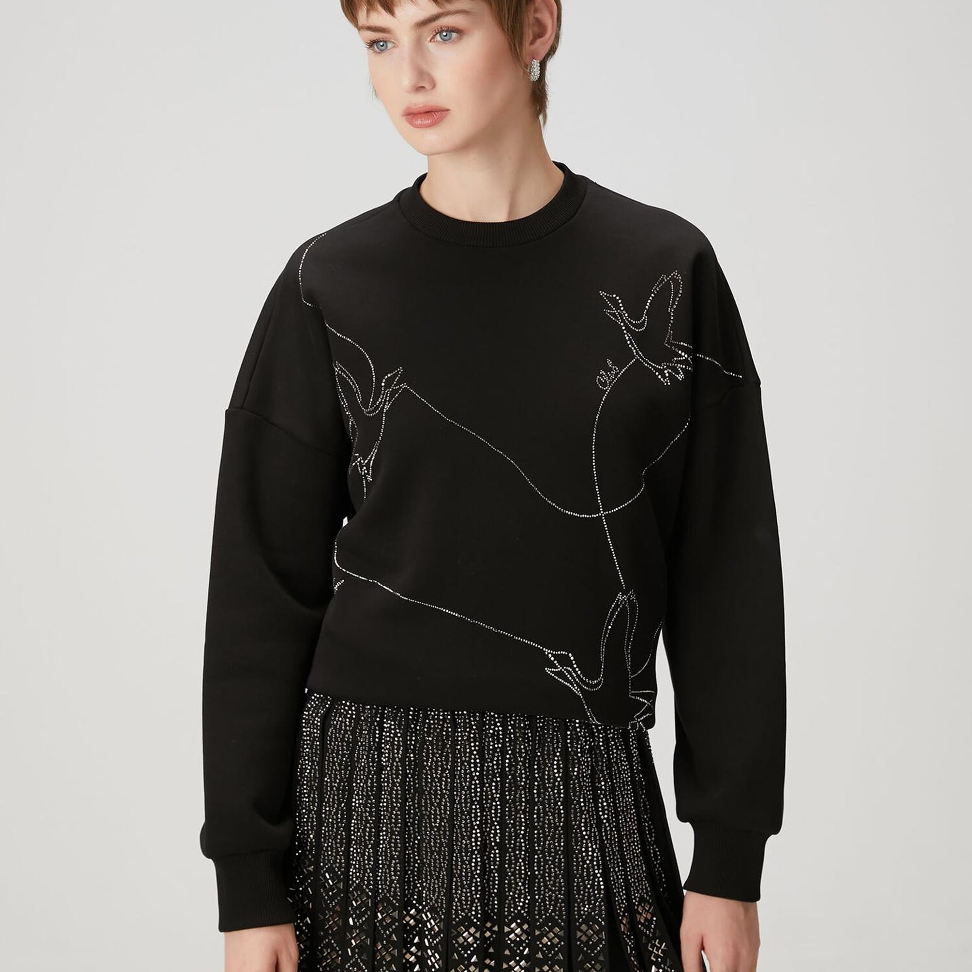 Beymen Club Kadın Siyah Taşlı Sweatshirt