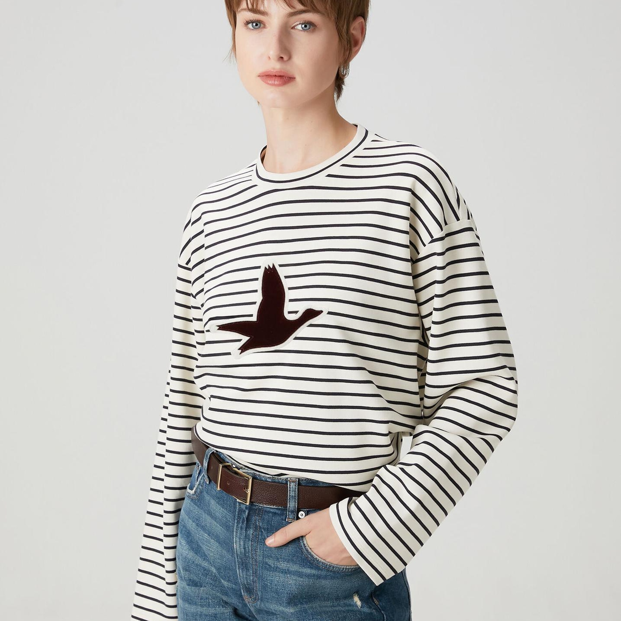 Beymen Club Kadın Lacivert Çizgili Sweatshirt