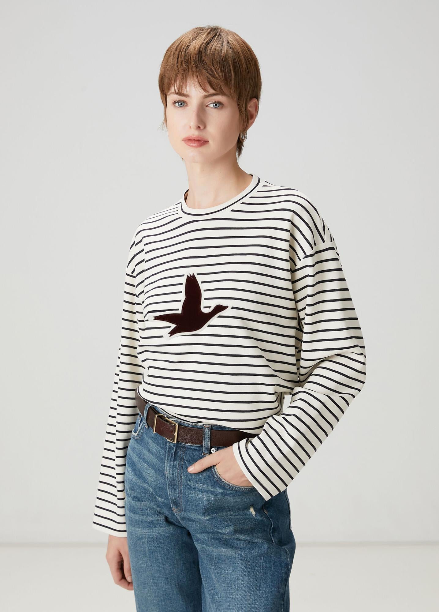  Beymen Club Kadın Lacivert Çizgili Sweatshirt