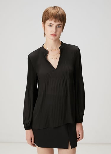  Beymen Club Kadın Siyah Pliseli Şifon Bluz