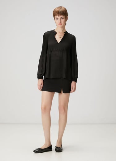  Beymen Club Kadın Siyah Pliseli Şifon Bluz