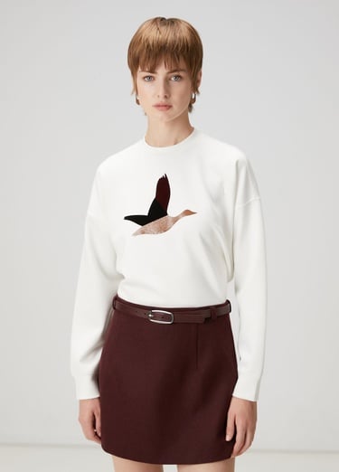  Beymen Club Kadın Ekru Logo Detaylı Sweatshirt