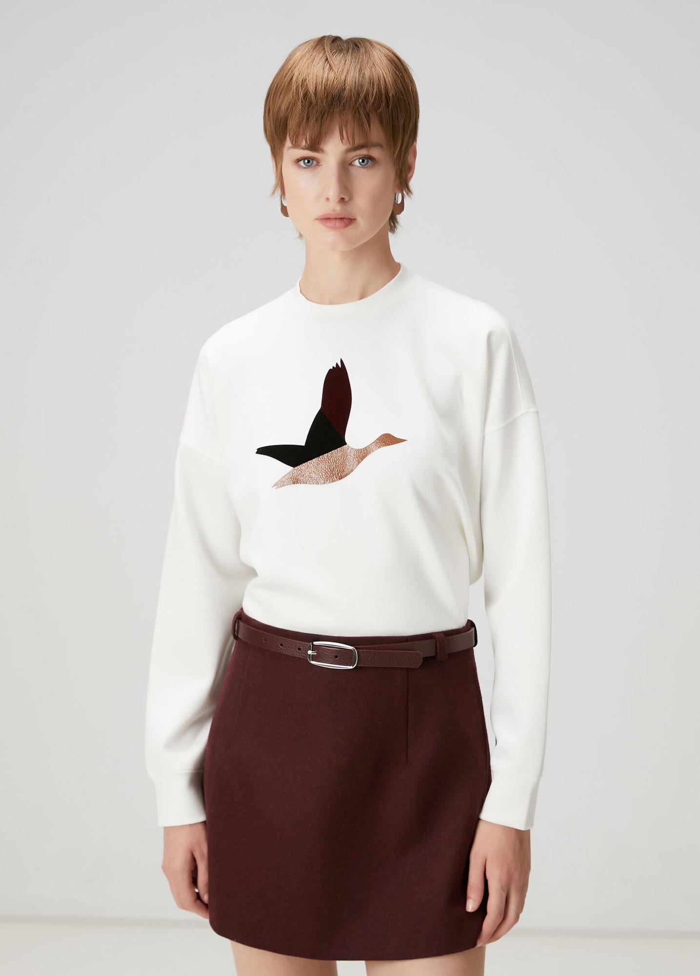  Beymen Club Kadın Ekru Logo Detaylı Sweatshirt