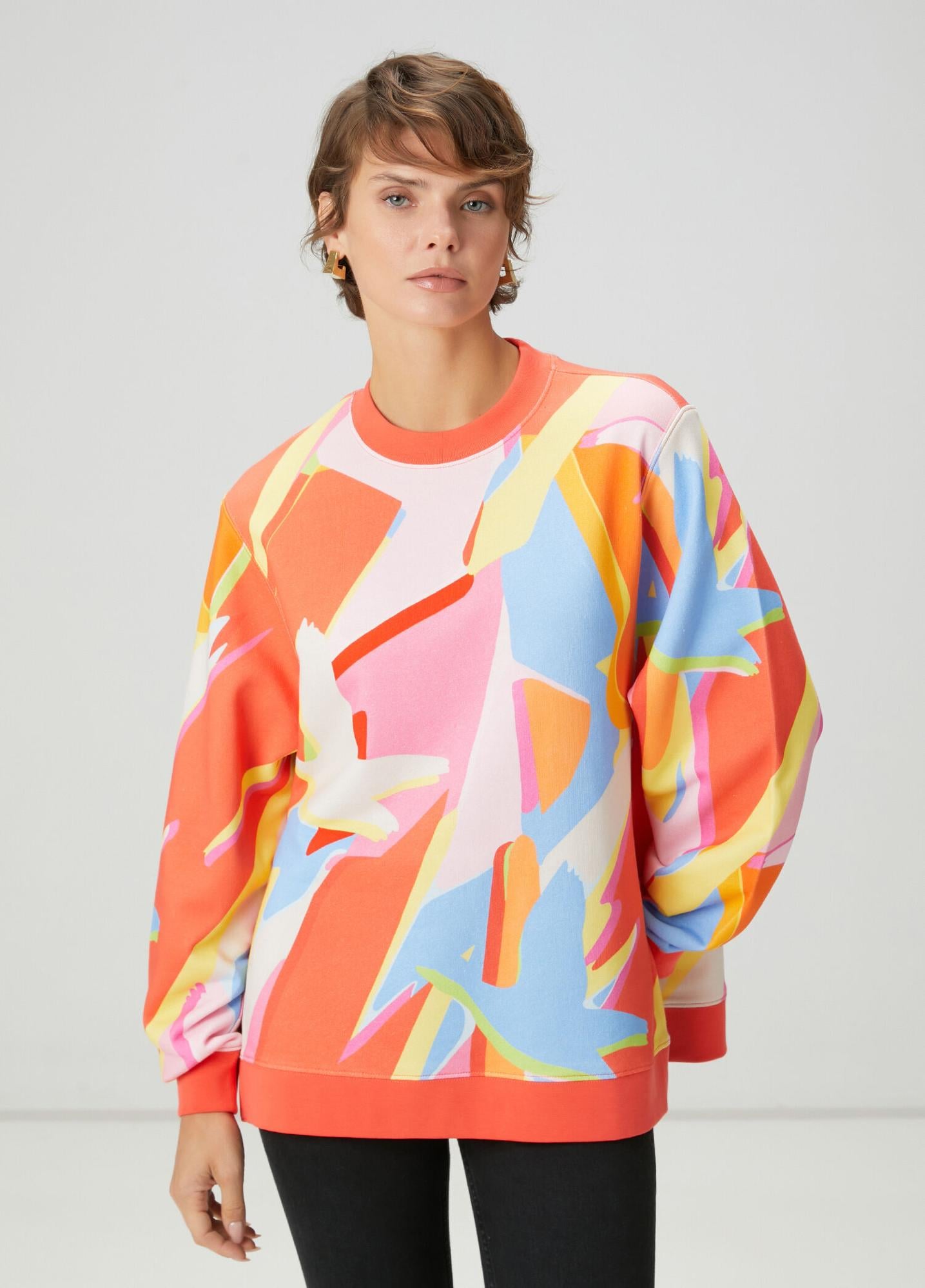  Beymen Club Kadın Çok Renkli Kuş Desenli Sweatshirt